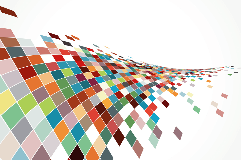 Colored squares join and converge