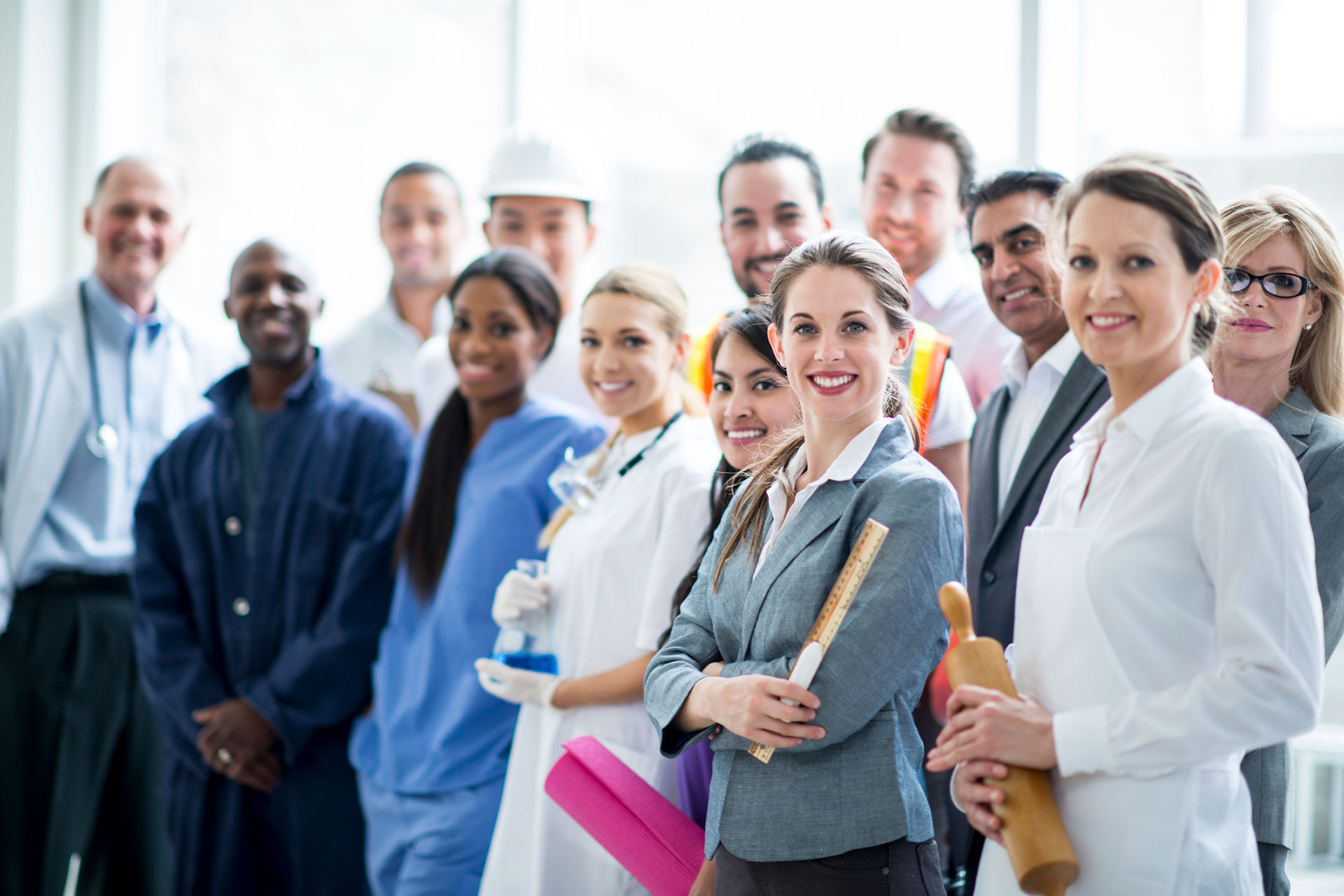 Group of people in different occupations